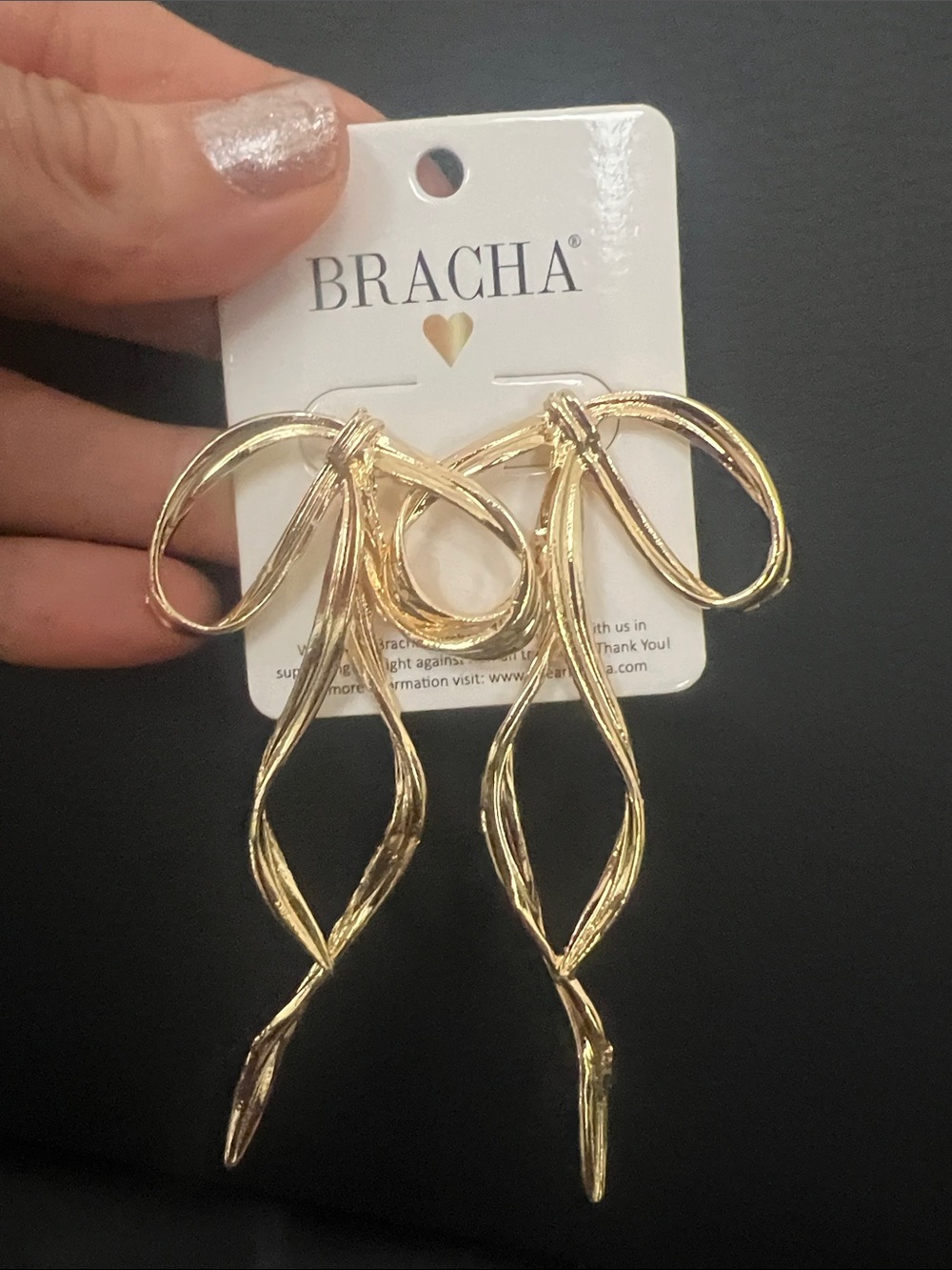 BRACHA Gold Ribbon Drop Earrings